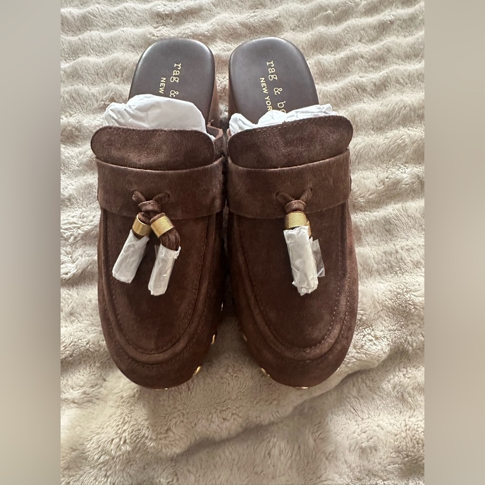 Rag & Bone Maisie Suede Clogs – Dark Mocha – Size 9.5 – NIB - Picture 6 of 12